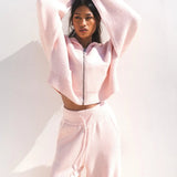 Knitted Wide Leg Sweatpants - Marshmallow Pink