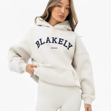 Varsity Oversized Hoodie - Chalk & True Navy