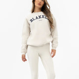 Varsity Oversized Jumper - Chalk & True Navy