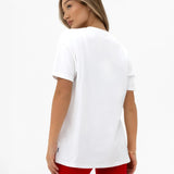 Varsity Oversized T-Shirt - White & Chilli Red