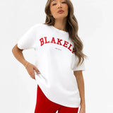 Varsity Oversized T-Shirt - White & Chilli Red