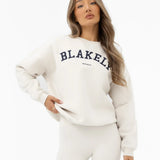 Varsity Oversized Jumper - Chalk & True Navy
