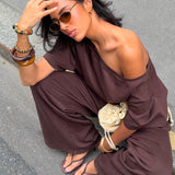 Cleo Off The Shoulder Top - Brown