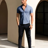 Conrad Short Sleeve Shirt - Steel Blue