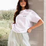Lilo Lime Oversized T-Shirt & Elodie Stripe Trousers Set - White & Mint Green