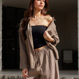 Mila Wide Leg Trousers - Tan