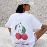 Callie Cherry Oversized T-Shirt - White
