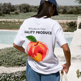 Pia Peach Oversized T-Shirt - White
