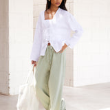 Mila Wide Leg Trousers - Soft Sage