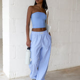 Elena Stripe Trousers - Light Blue
