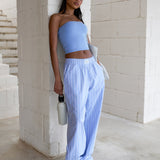 Elena Stripe Trousers - Light Blue