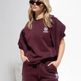 Iris Wide Leg Sweatpants - Deep Burgundy