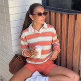 Skye Stripe Rugby Shirt - Orange Mix