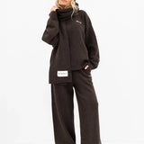 Label Knitted Scarf - Chocolate Brown