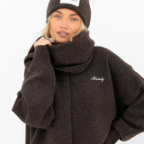Label Knitted Scarf - Chocolate Brown