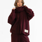 Label Knitted Scarf - Dark Cherry