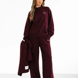 Label Knitted Scarf - Dark Cherry