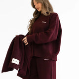 Label Knitted Scarf - Dark Cherry