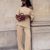 Cleo Off The Shoulder Top - Soft Tan