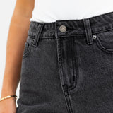 Blakely High Rise Denim Shorts - Washed Black