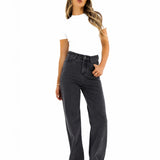 Blakely Wide Leg Jeans - Washed Black
