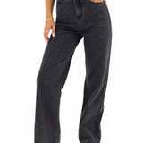 Blakely Wide Leg Jeans - Washed Black