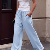 Maya Wide Leg Trousers - Soft Blue