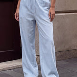 Maya Wide Leg Trousers - Soft Blue