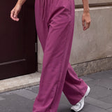 Maya Wide Leg Trousers - Mulberry