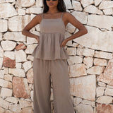 Mila Wide Leg Trousers - Tan