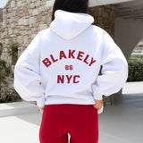 NYC Oversized Hoodie - White & Cherry Red