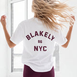 NYC Oversized T-Shirt - White & Dark Cherry