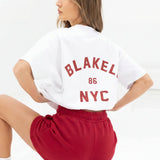 NYC Oversized T-Shirt & Isabel Jogger Shorts Set - White & Cherry Red