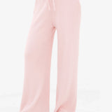 Zoey Ribbed Wide Leg Trousers - Baby Pink