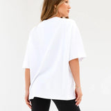 Melrose Ultra Oversized T-Shirt - White & Cherry Red