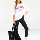 Melrose Ultra Oversized T-Shirt - White & Cherry Red