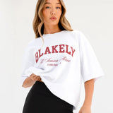 Melrose Ultra Oversized T-Shirt - White & Cherry Red