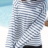Sasha Stripe Long Sleeve Top - Navy Stripe