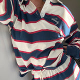 Skye Stripe Rugby Shirt - Red Mix