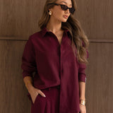 Sabrina Oversized Shirt - Burgundy