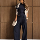 Kady Cross Over Trousers - Soft Navy