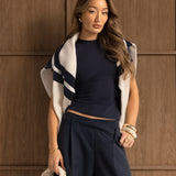 Kady Cross Over Trousers - Soft Navy