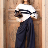 Ali Pleated Trousers - Soft Navy