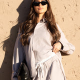 Sabrina Oversized Shirt - Pebble