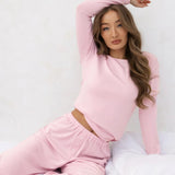 Rosie Pointelle Long Sleeve Top - Pale Pink