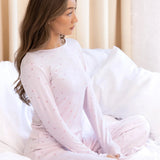 Avery Pointelle Long Sleeve Top - Heart Print
