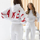 Isabel Oversized Hoodie - Marl White & Hot Red