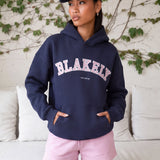 Varsity Oversized Hoodie - True Navy & Vintage Pink