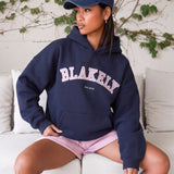 Varsity Oversized Hoodie - True Navy & Vintage Pink