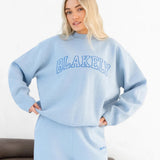 Varsity Oversized Knitted Jumper - Baby Blue